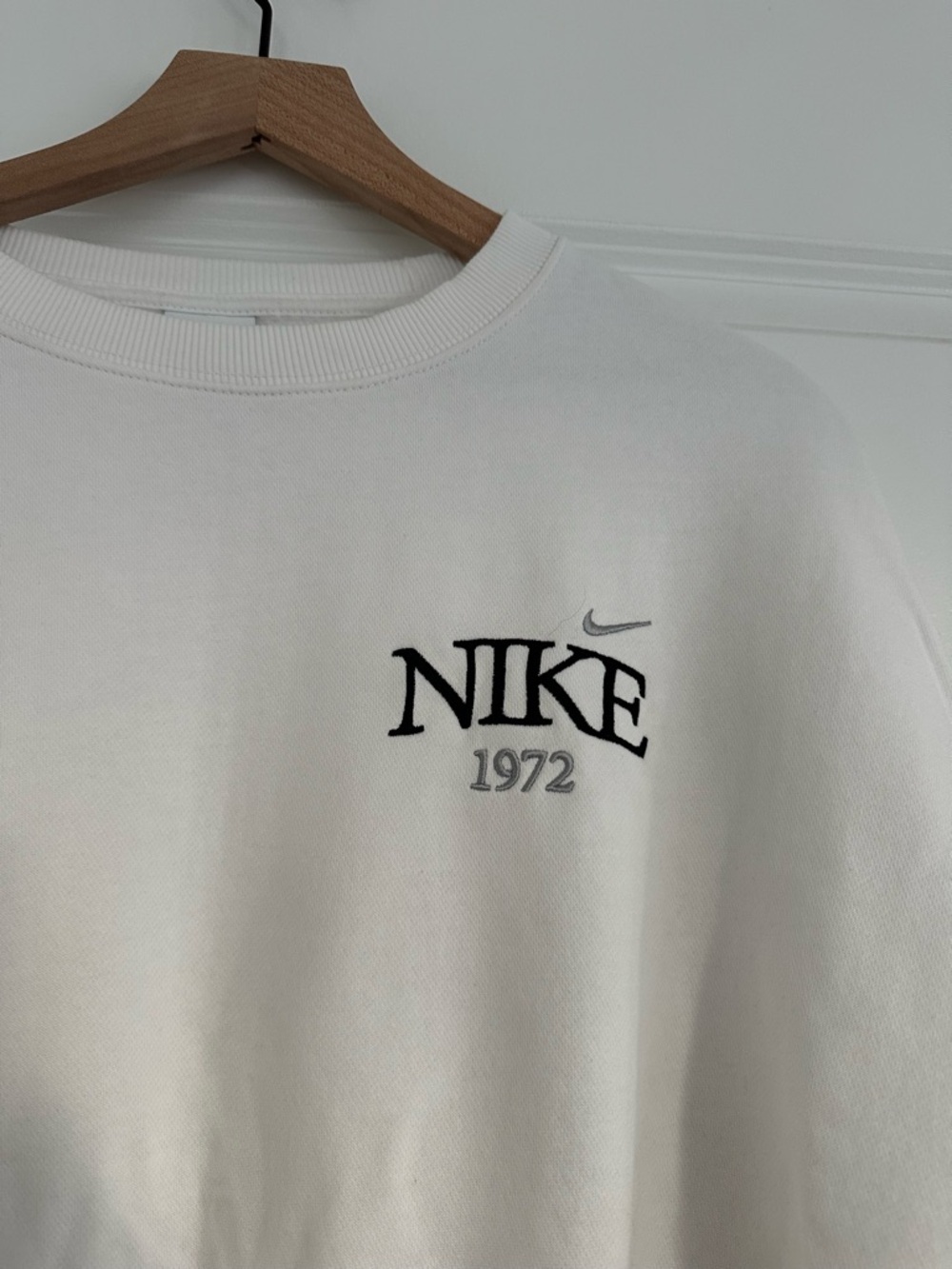 Nike White Cropped Sweatshirt with Black Logo - Picture 2 of 6